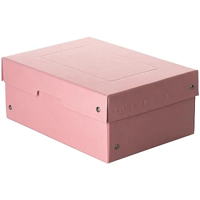 Imagen de FALKEN PureBox caja de almacenaje con tapa cartón resistente, fabricado en Alemania, 100 mm alto, DIN A5, color rosa, regalo vegana, transporte,