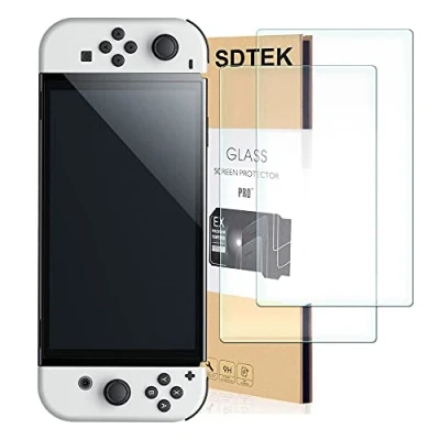 Imagen de SDTEK *2 Pack Protector de Pantalla Compatible con Nintendo Interruptor OLED, Cristal Vidrio Templado Glass Screen
