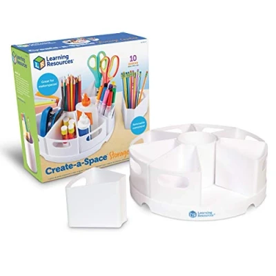 Imagen de Learning Resources Organizador Create a Space (blanco) , de material papelería, el aula y para hogar, plástico que se limpia pasando un trapo, set 10 piezas
