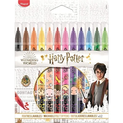 Imagen de Maped Harry Potter rotuladores de selva decorados 12 para colorear lavables y resistentes al secado, multicolor