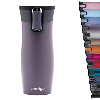 Imagen de Contigo , West Loop Autoseal Vaso Térmico Aislante De Acero Inoxidable Termo Para Café Sin B Unisex Adult, Morado (dark Blum), 1 Unidad Paquete