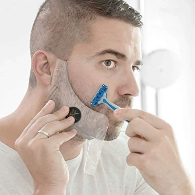 Imagen de InnovaGoods Modelo para afeitarse la barba hipster barber, diseño ergonómico y original, fácil de usar, peines integrados, afeitado perfecto, policarbonato, multicolor
