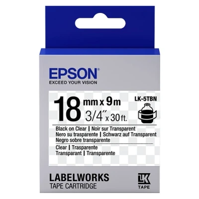 Imagen de LabelWorks LW Z710 Epson LK 5TBN cinta negro sobre transparente 18 mm (original)