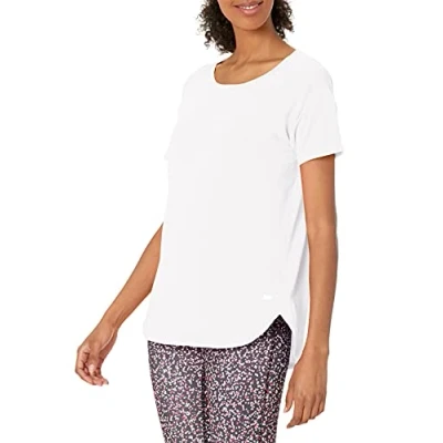 Imagen de Amazon Essentials Camiseta Studio Ligera, Holgada y con Cuello Redondo (Disponible en Tallas Grandes) Mujer, Blanco, M
