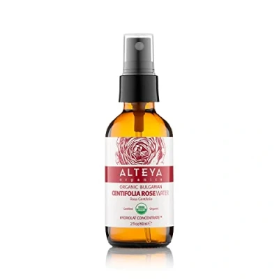 Imagen de Alteya Organics agua de Rosas Centifolia en Espray 60 ml, Botella vidrio 100% Certificada Orgánica por el USDA, auténtica flores Rosa pura destilada