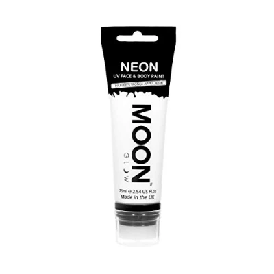 Imagen de Moon Glow Pintura facial y corporal UV neón de gran tamaño con aplicador esponja Blanco 75 ml (Paquete 1)