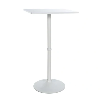 Imagen de CLP Mesa Alta de Bar con Tablero Cuadrado Cuadrada Soporte Metal Superficie Madera 60x60 cm, Color:Blanco/Blanco