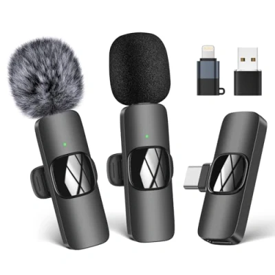 Imagen de micrófono Lavalier inalámbrico para iPhone/teléfono Android/computadora, de solapa USB C grabación video, vlogging, TikTok, YouTube, reducción ruido, clip Plug Play