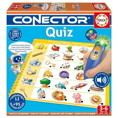 Imagen de Educa Conector Quiz Juego Educativo con más de 90 Preguntas y respuestas. 12 Temas Diferentes en Formato Libro lápiz luz Sonido. Recomendado a Partir 3 años (20392)