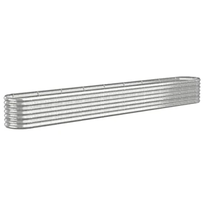 Imagen de vidaXL Jardinera Arriate Elevado Macetero Maceta Tiesto Soporte para Plantas Vegetales Hierbas de Acero Recubrimiento en Polvo 332x40x36 cm Plateado