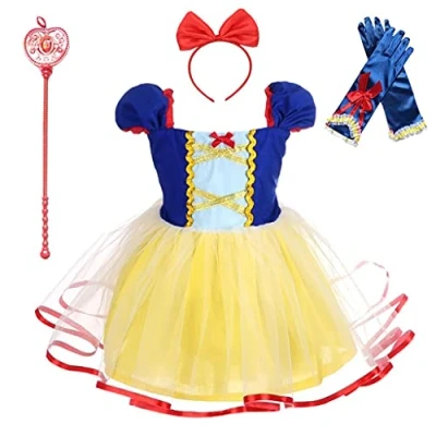Imagen de Lito Angels Disfraz de Princesa Blancanieves con Accesorios Vestido Tul para Bebé Niñas Talla 6 12 Meses, Amarillo
