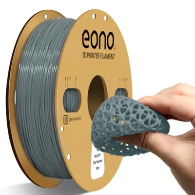 Imagen de EONO filamento de TPU 95A 1,75 mm, flexible suave 1 kg (2,2 lbs), precisión dimensional +/ 0,06 mm para impresora FDM, color gris