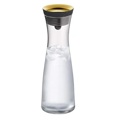 Imagen de WMF Botella de Agua Cristal con Tapa Color Oro y colador, 1,0l, Sistema Close Up, colección Basic