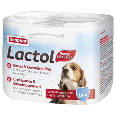 Imagen de Beaphar LACTOL Leche de fórmula para Cachorros en Polvo, enriquecida con DHA, Fuente proteínas, sin destetar, Hembra gestante o lactante y Perro Anciano Enfermo,