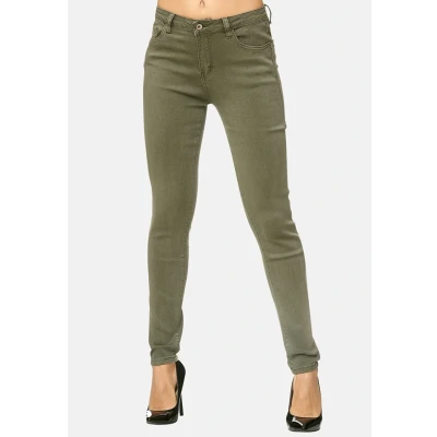 Imagen de Elara Pantalones para Mujer Jeans Elástico Chunkyrayan Verde Oliva G09 5 Olive 46 (3XL)
