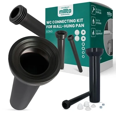 Imagen de Millto™ juego de conexión inodoro para pared, tubo desagüe, conexión, larga cisterna, conector inodoro, sistemas drenaje, cisternas