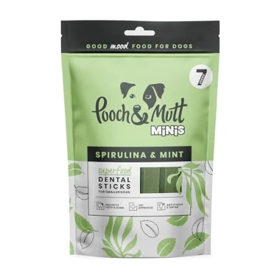 Imagen de Pooch &amp; Mutt Pequeños palitos dentales de superalimentos con Sabor a espirulina y Menta para Perros, 1 Paquete 7