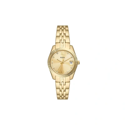 Imagen de Fossil Scarlette Reloj para mujer, movimiento de cuarzo con correa acero o piel, Tono Oro, 32MM