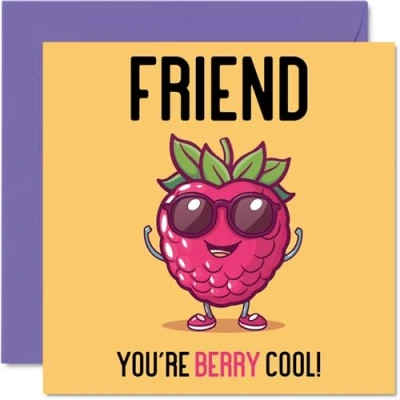 Imagen de tarjetas de cumpleaños para amigos Berry Cool Divertida tarjeta feliz mejor amigo, regalos amigos, felicitación broma 145 mm x
