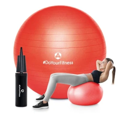 Imagen de DoYourSports Pelota de Ejercicio para Yoga, Equilibro, Fitness, Entrenamiento Bomba Incluida 85 cm Pilates Balón Rojo