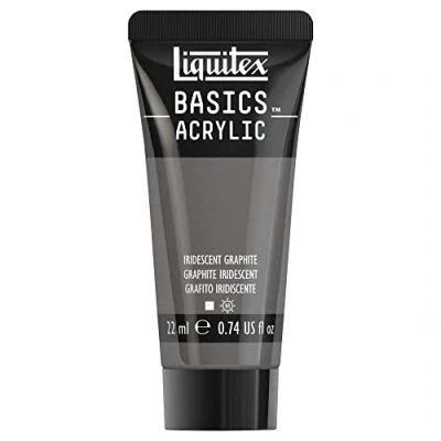 Imagen de Liquitex Basics Pintura Acrílica, Para Bellas Artes y Manualidades, Resistentes a la Luz, Viscosidad Media, Acabado Satinado, Tubo de 22 ml Grafito Iridiscente