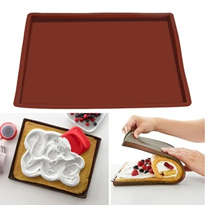 Imagen de Nikou Swiss Roll Cake Mat Alfombrilla de silicona para hornear galletas pizza, hoja bandeja horno resistente al calor y anti