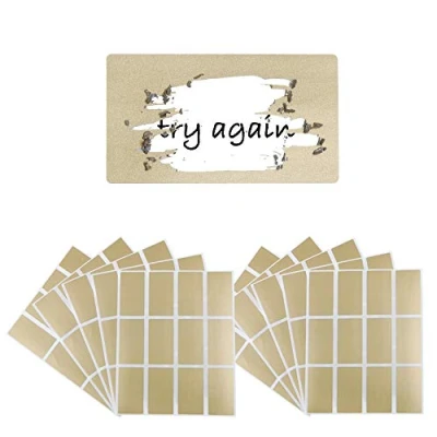 Imagen de VINFUTUR 120pcs Pegatinas Rasca Tarjeta Rectangular Grande Etiquetas Adhesiva Scratch Sticker Dorado 23 * 42mm(10 Hojas)