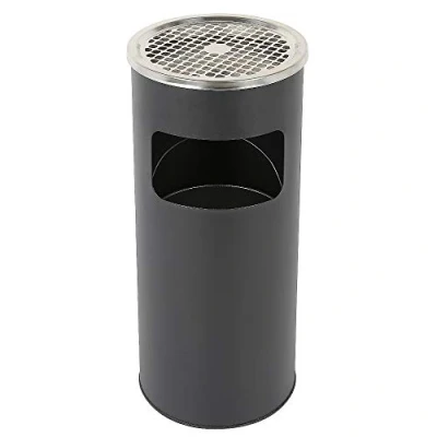 Imagen de THINFAR Papelera con Cenicero, Cenicero sobre pie de acero inoxidable basura, Altura 60 cm (Negro 1pc)