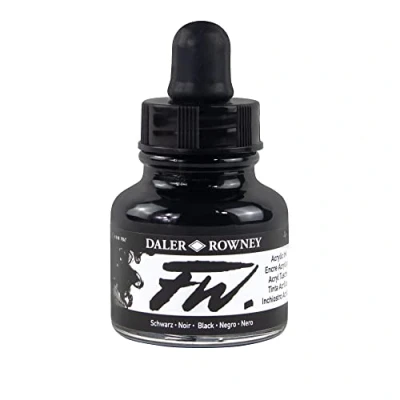 Imagen de Daler Rowney Fw Artistas Serie Líquido Acrílico Tinta Botella Indio Negro 29.5ml