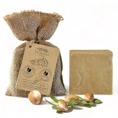 Imagen de Dr.Ancient Barra de Jabón Argán, Orgánico, Natural, Vegano, Tradicional, Hecho a Mano, Antiguo Antienvejecimiento para Mujeres y Hombres, Antiarrugas Sin Químicos 140 g (Paquete 1)