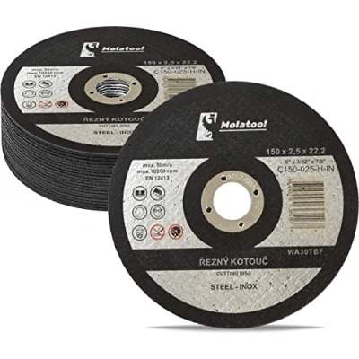 Imagen de Molatool Discos de corte estándar 150 x 2,5 22,2 mm, 20 unidades para metal, acero, acero inoxidable/acero inoxidable, paquete amoladora angular