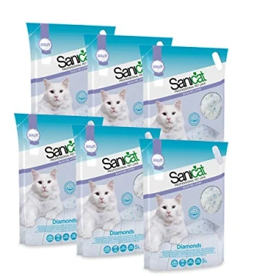 Imagen de Sanicat 6 con rebanadas de Silicio para Gatos Gato Arena Absorbente 5LT Diamonds 30 L