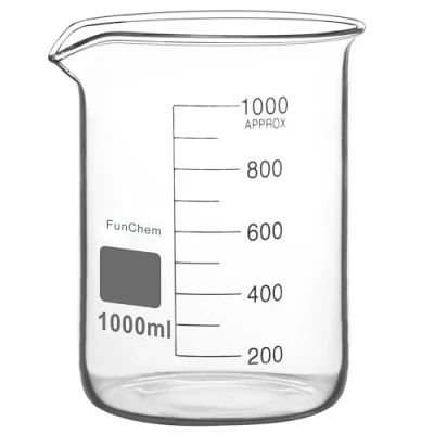 Imagen de FunChem Vaso de precipitados vidrio, 1 paquete Griffin graduado forma baja vidrio borosilicato con pico laboratorio 1000 ml