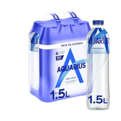 Imagen de Aquarius Zero azúcar Limón Bebida funcional con sales minerales, sin botella 1,5L Pack de 6