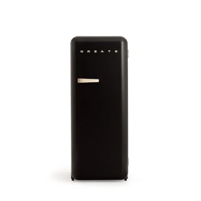 Imagen de CREATE / RETRO FRIDGE 150 SAND/Frigorífico negro maneta arena con congelador 281L 102W, bajo consumo, diseño vintage, 150cm, 3 estantes, regulador temperatura, botellero, 60x60x150cm