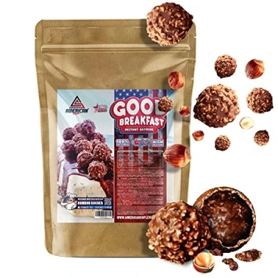 Imagen de AS American Suplement Harina de Avena Integral Bajo en Azúcares y Grasas Fuente Fibra Calidad Alto Contenido Proteínas Ideal para Postres Saludables (1 kg, Bombón Rocher)