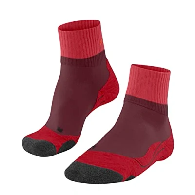 Imagen de FALKE TK2 Explore Short W SSO lana hilo funcional anti ampollas gruesa 1 par, Calcetines para senderismo Mujer, Rojo (Merlot 8117), 35 36
