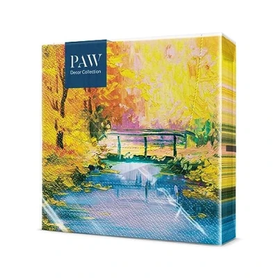 Imagen de PAW Servilletas de Papel 3 Capas (33 x 33 cm) 20 Unidades Decorativas con Temática Otoño Diseño Hojas Ideal para Decoración Otoñal y Eventos Color: Golden Bridge