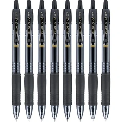 Imagen de Pilot G2 Premium Bolígrafos de gel bola rodante, recargables y retráctiles, punta fina, color negro, paquete 8 unidades (15298)