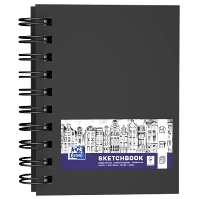 Imagen de Oxford Cuaderno para esquís (A6, tapa dura, doble espiral, 80 hojas, 100 g, 5 unidades), color negro
