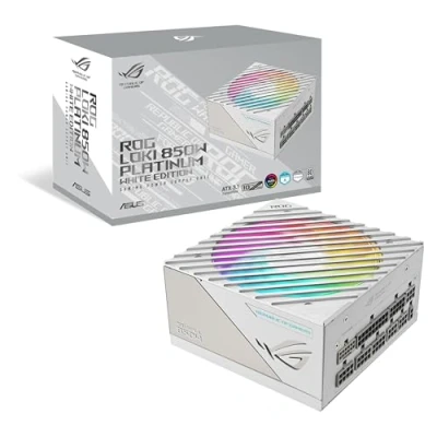 Imagen de Asus ROG Loki SFX L 850W Platinum White Edition Fuente de Alimentación Modular (80+ Platinum, Ventilador ARGB PWM 120 mm, Aura Sync, Compatible con ATX 3.0, PCIe 5.0, 10 Años Protección)