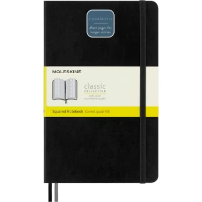 Imagen de Moleskine Classic Expanded Squared Paper Notebook Soft Cover and Elastic Closure Journal Color Black Size Large 13 x 21 A5 400 Pages