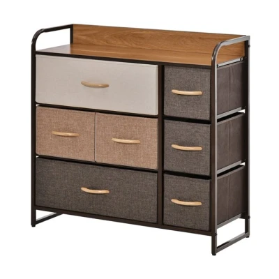 Imagen de HOMCOM Mueble Organizador Cajonera de Tela con Cajones Plegable y Marco Metálico Antivuelco para Salón Recibidor Dormitorio 80x29x78,5 cm Multicolor