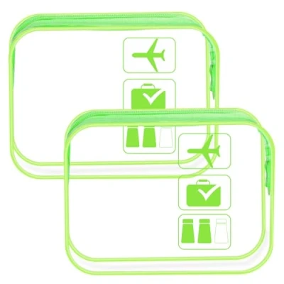 Imagen de 2 Piezas Neceser Transparente, Bolsa Liquidos Avion, Playa Impermeable, Transparente Viaje Portatil Transparente(Verde Transparente)