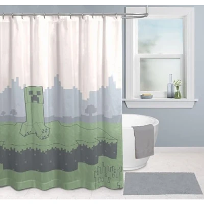Imagen de Jay Franco Minecraft Creeper Cortina de ducha (178 x 182 cm), diseño videojuegos, decoración baño