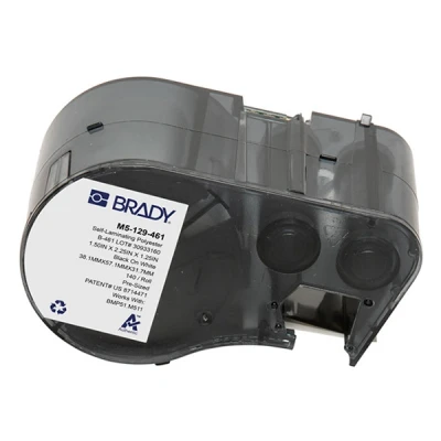 Imagen de Brady Etiquetas de poliéster autolaminado para impresoras BMP51/BMP53/M511 140 adhesivas Negro sobre blanco, transparente (57,15 mm (an) x 38,10 (al)) M5 129 461