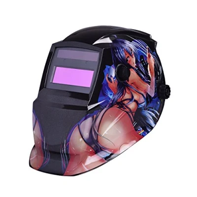 Imagen de Nuzamas Casco de soldadura oscurecimiento automático con energía solar, para corte por plasma molienda Arc Tig Mig rango sombra ajustable DIN4 / 9 13 Protección UV IV DIN16