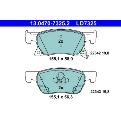 Imagen de ATE Ceramic 13.0470 7325.2 Juego de pastillas freno con avisador acústico desgaste OPEL: Astra K Hatchback, Sports Tourer