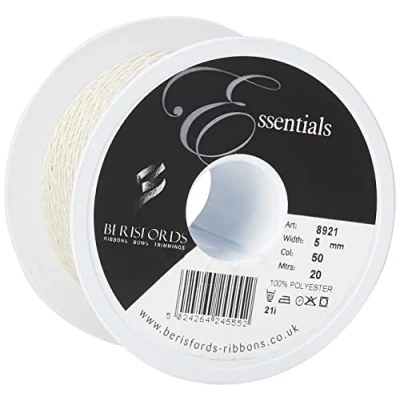 Imagen de Berisfords Cordón Entrelazado 5 mm x 20 m, Color Crema
