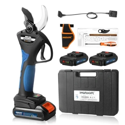 Imagen de SWANSOFT Tijeras de Podar Electricas 40mm, 21V 2A Bateria, 1050W Progresivo Podadora Electrica para árboles Frutales, Viñedos